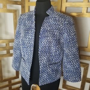 Calvin Klein Blue White Tweed Blazer 6 Work Jacket